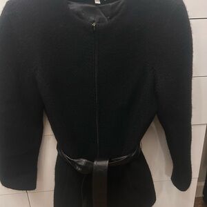 Anne Klein Black Teddy Jacket with leather Belt